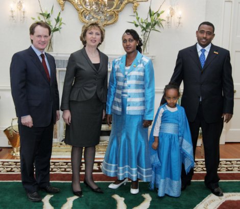 Ambassador  Ambassador Leila-alem Gebreyohanness, President Mary Mc Aleese of Ireland and their family