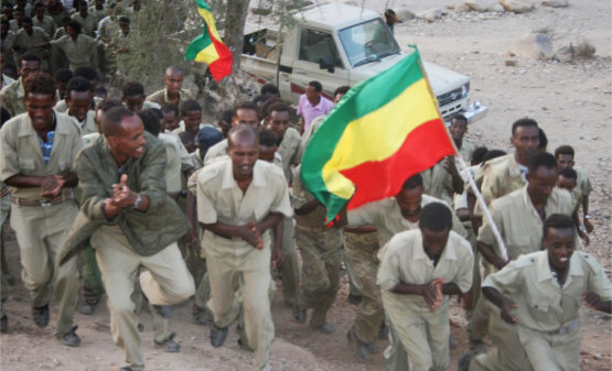 Eritrean soldiers dressed as Ethiopian rebel group TPDM
