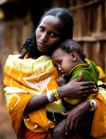 Ethiopian woman with her child