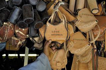 Ethiopian Leather prokucts in Addis Ababa market