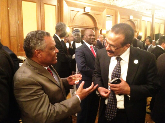 Ethiopian Deputy Foreign Minister Ambassador Birhane Gebrekristos and Eritrean Ambassador to the African Union Girma Asmerom