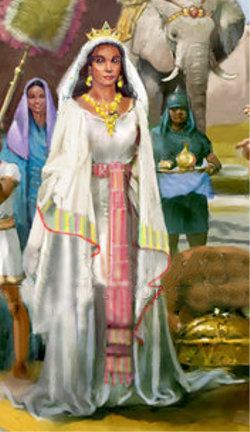The Queen of Sheba was a powerful queen in the rich kingdom of Axum, Tigrai in modern day northern Ethiopia