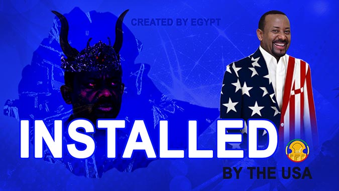 Abiy Ahmed in an American flag coat standing