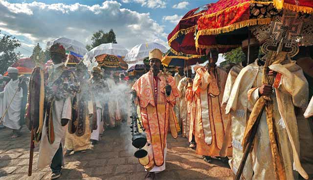 Ethiopian priests in Lalibela