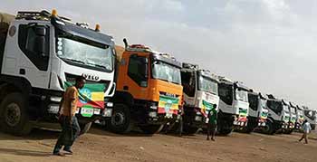 Ethiopian trucks transporting Ethiopian food aid to Somaliland