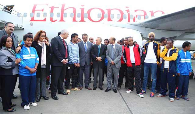 Ethiopian migrants arrived in Addis Ababa, Ethiopia from Libya