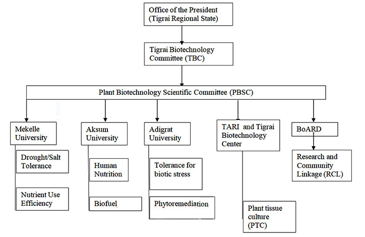Suggested administrative and research structure in Tigrai
