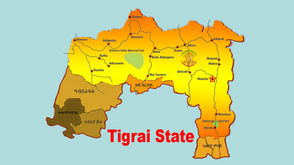 Map of Tigrai with complete land claims