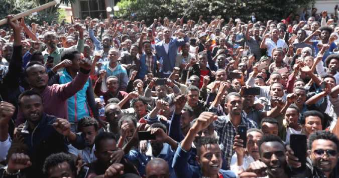 Oromos demonstrate in support of Jawar Mohammed