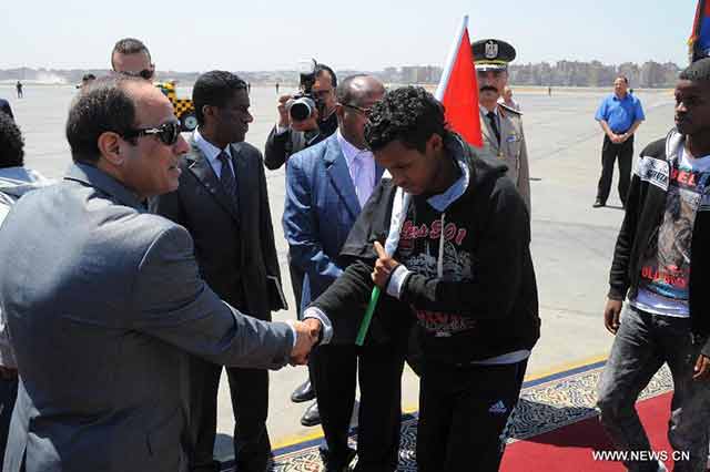 Ethiopian migrants arrived in Cairo international airport from Libya 