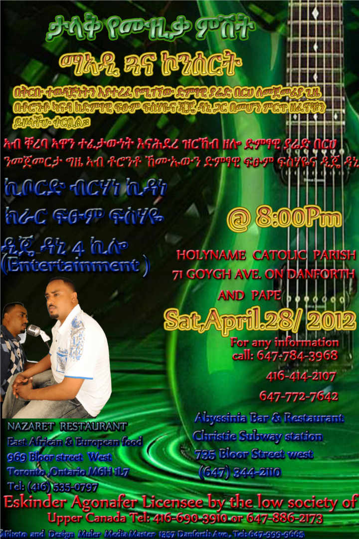 Great music night with Yred Berhe in Toronto - Tigrai Online