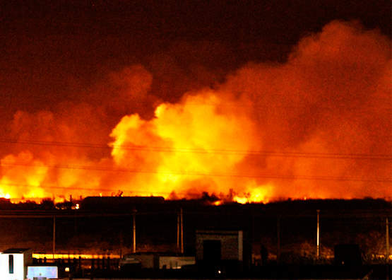 Yarmouk military factory in Khartoum burning 